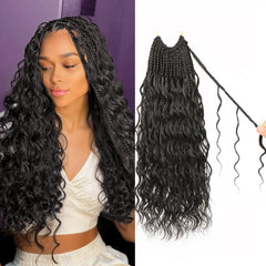 UENOKIPS front packaging showing 14 inch goddess box braids, ready to install