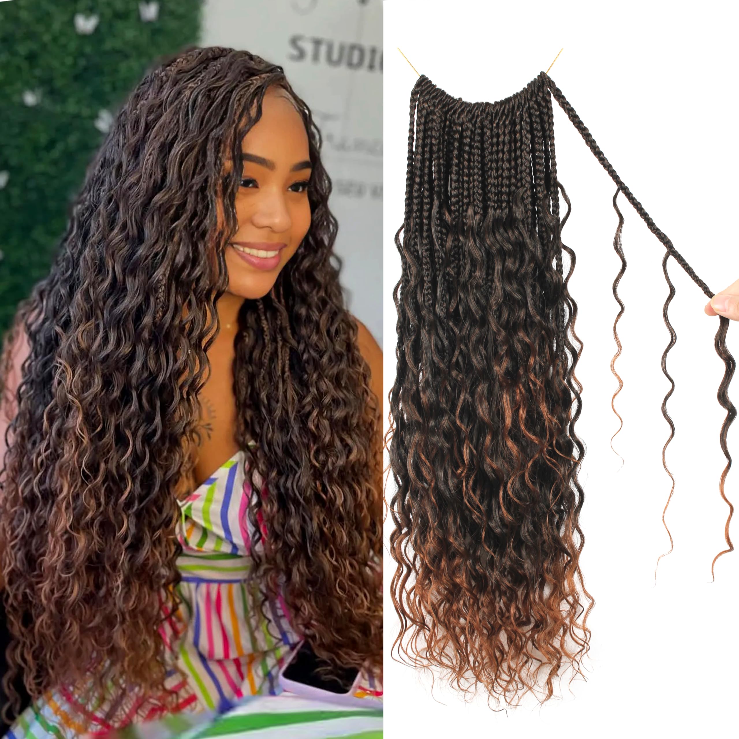 UENOKIPS front packaging showing 18 inch braid option and natural look benefit