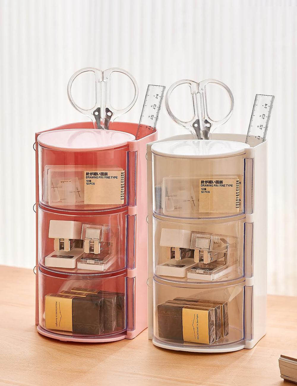 UFORU on a vanity with brushes and clips organized for a clutter-free counter
