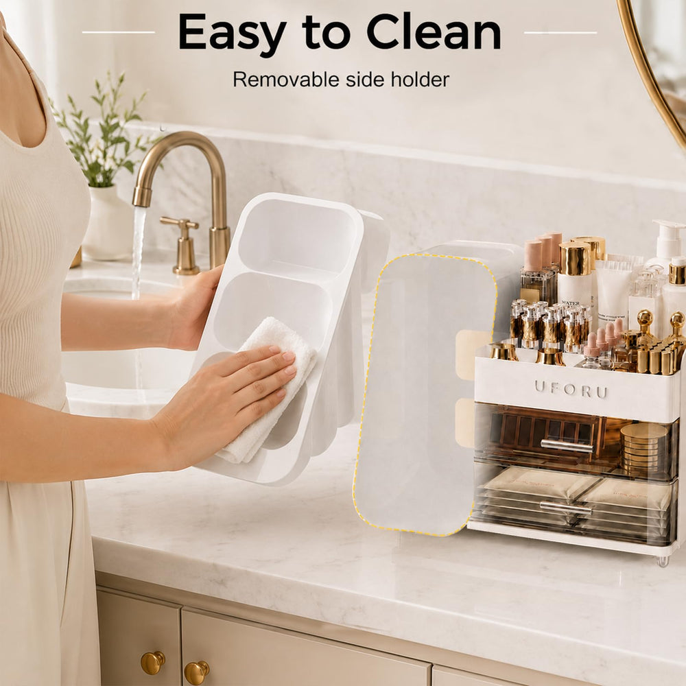 UFORU filled with makeup illustrating how it organizes everyday products