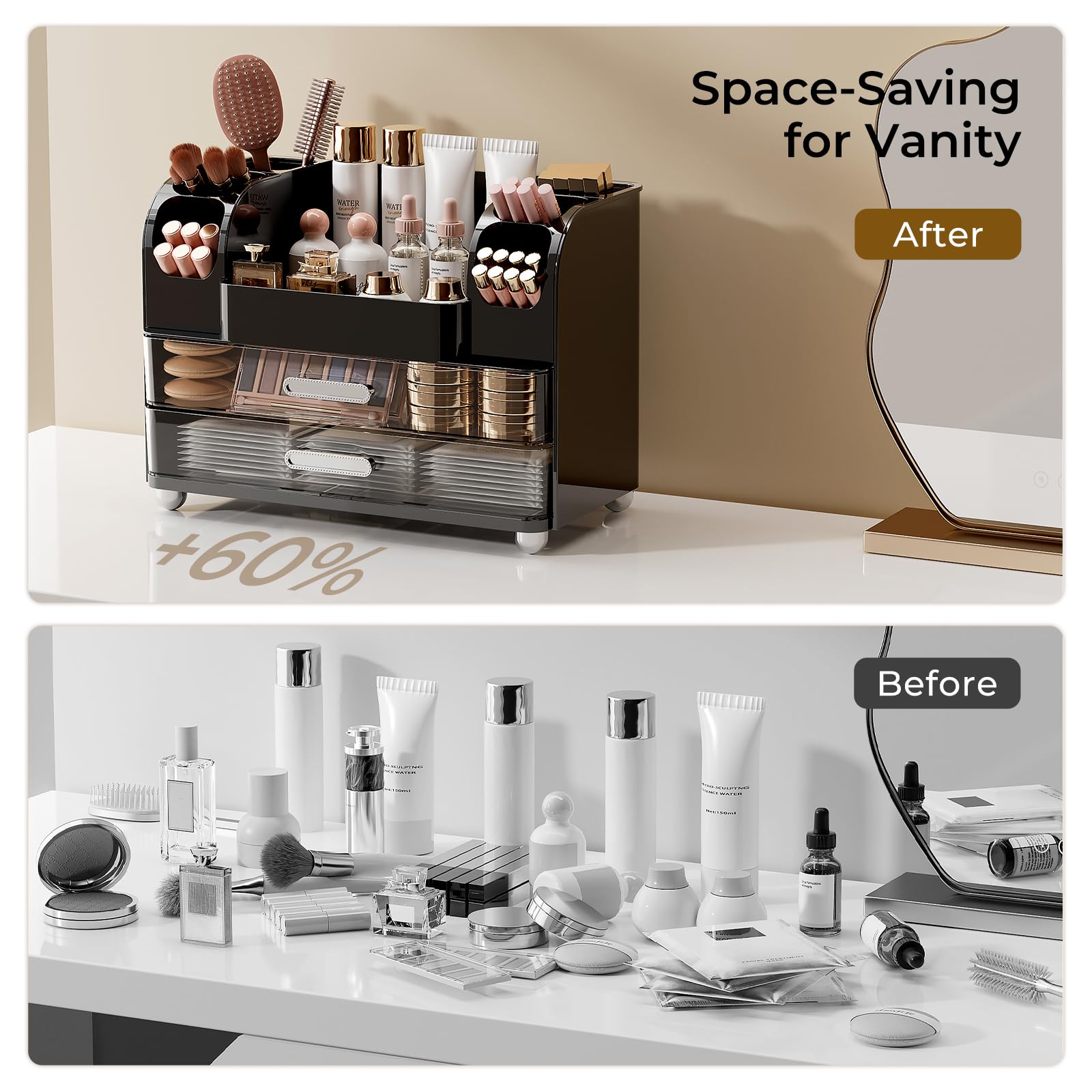UFORU next to daily items illustrating compact size and space saving