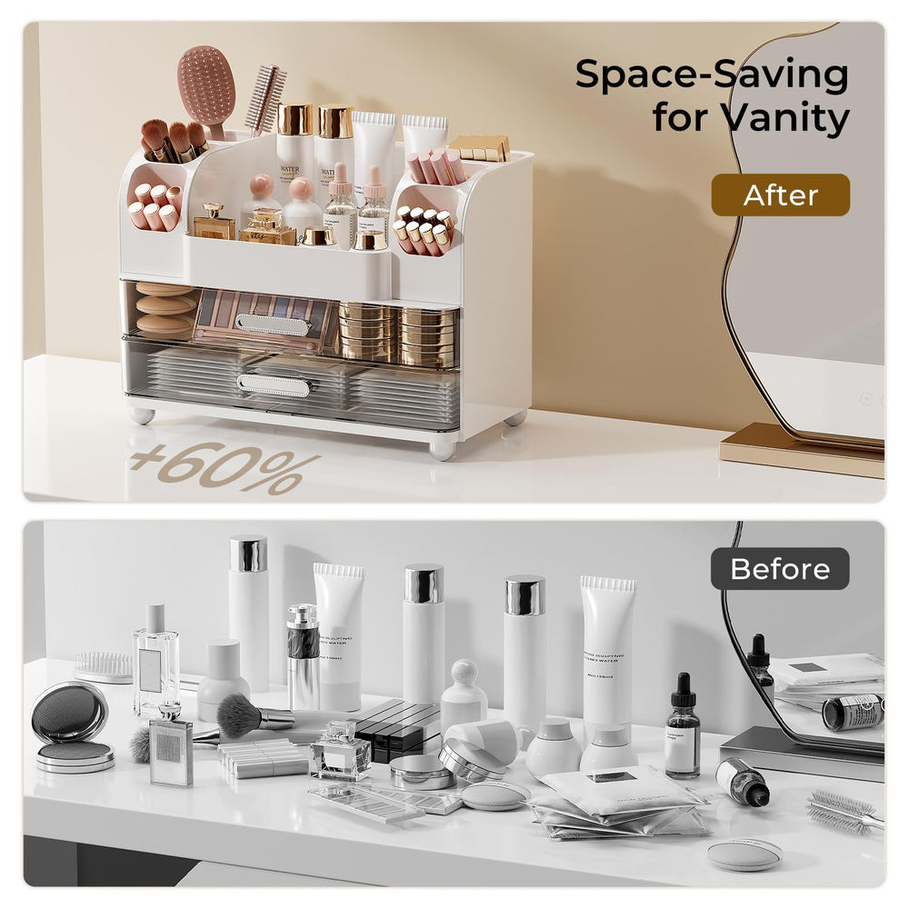 UFORU next to perfume and cleanser to show scale and space-saving advantage