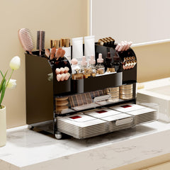UFORU top surface with skincare bottles organized for quick routine