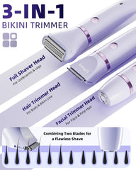 Ufree display of three detachable heads and guards offering versatile grooming options