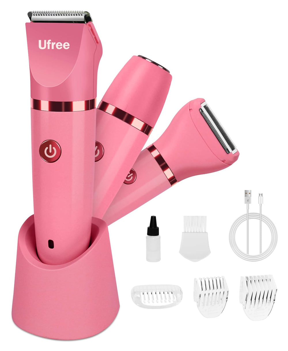 Ufree front view showing sleek trimmer and included accessories for convenient grooming