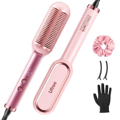 Ufree front view pink brush showing sleek design and easy grip for fast styling