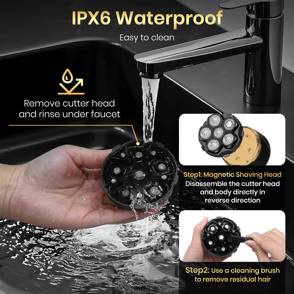 Ufree under running water showing waterproof use for wet or dry shaving benefit