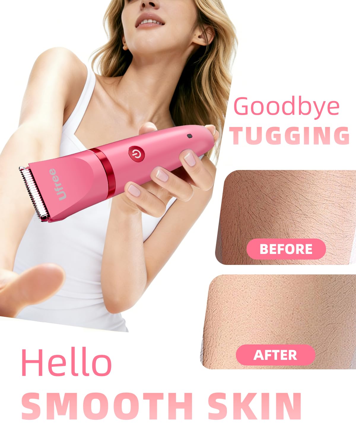 Ufree trimmer in shower demonstrating waterproof design for easy wet grooming
