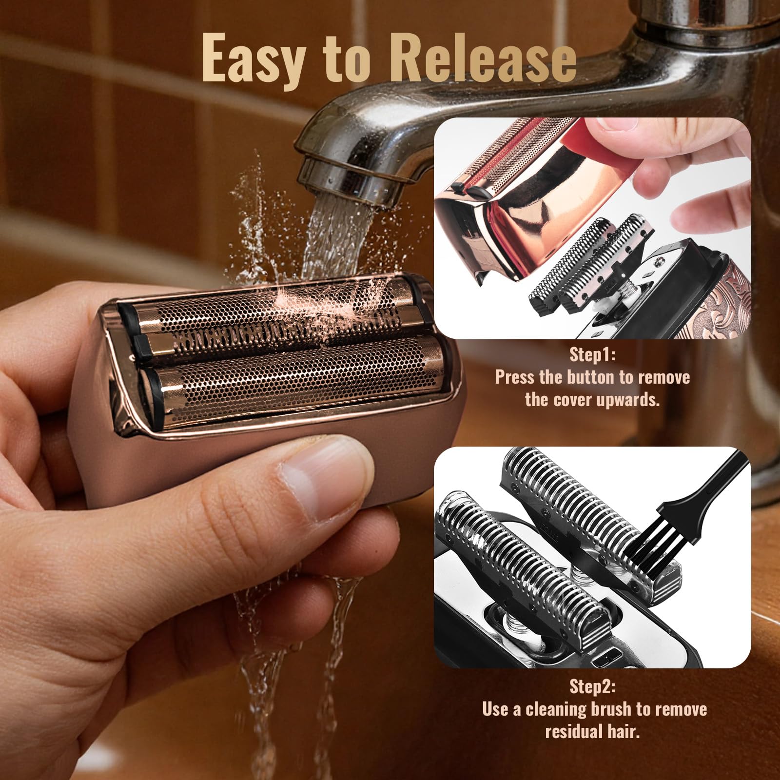 Ufree shaver double foil detail illustrating gentle close shave and less irritation