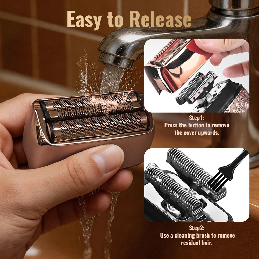 Ufree shaver double foil detail illustrating gentle close shave and less irritation