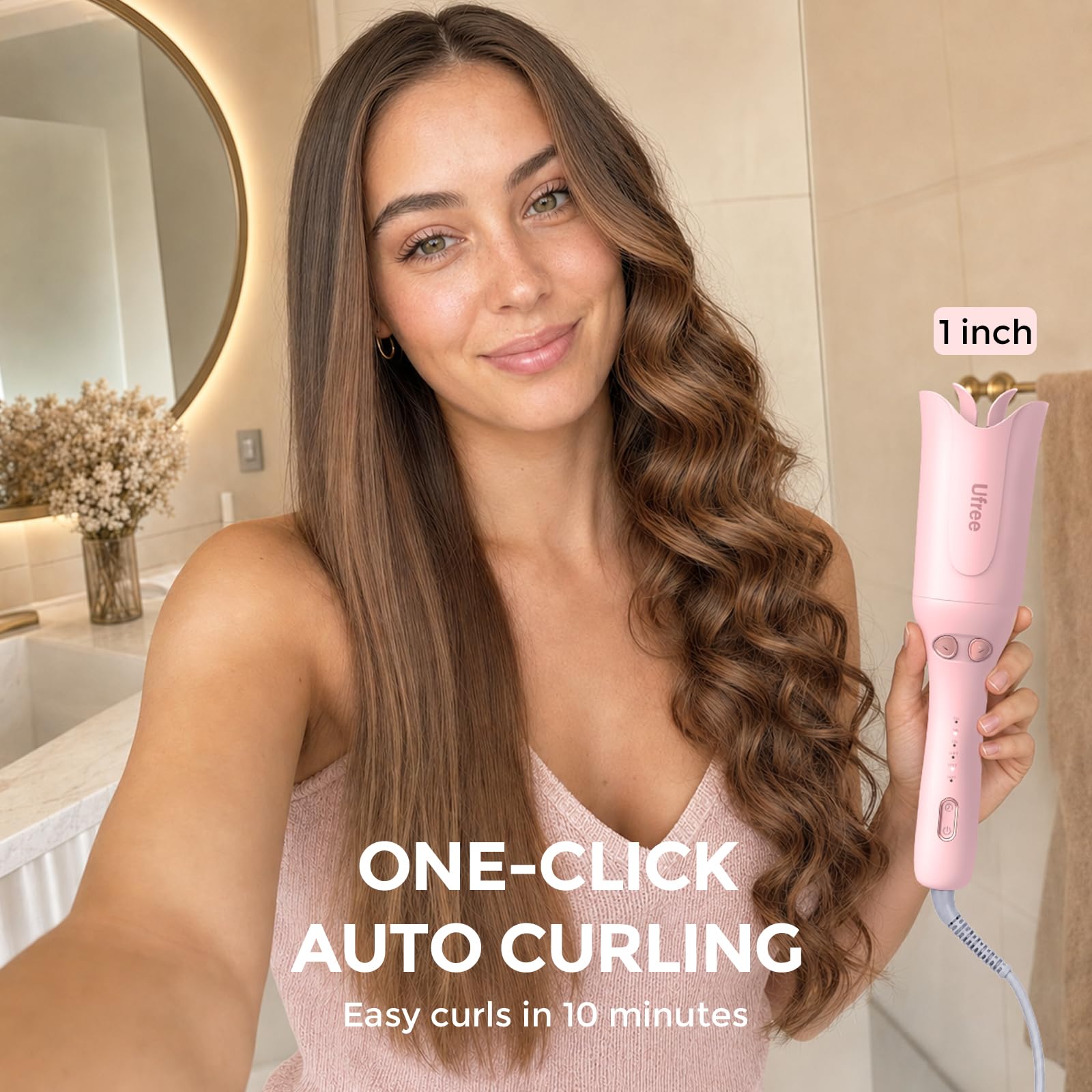Ufree tourmaline ceramic barrel close-up for smoother, shinier curls and reduced frizz