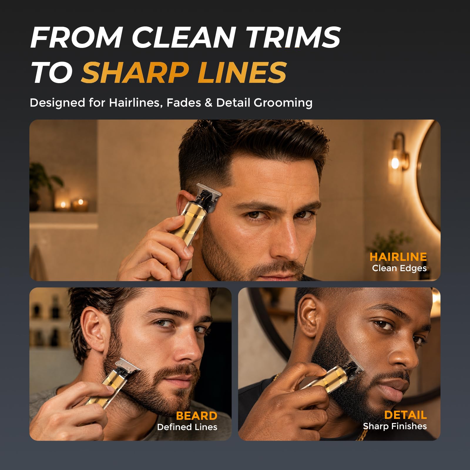 Ufree with three guide combs for consistent 1mm, 2mm, 3mm trims