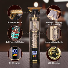 Ufree trimmer with four guards, USB cable, oil, and brush offering full grooming kit