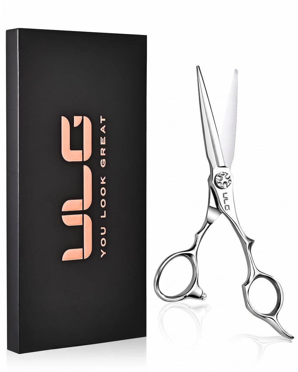 ULG scissors front view showing packaging and professional finish for confidence