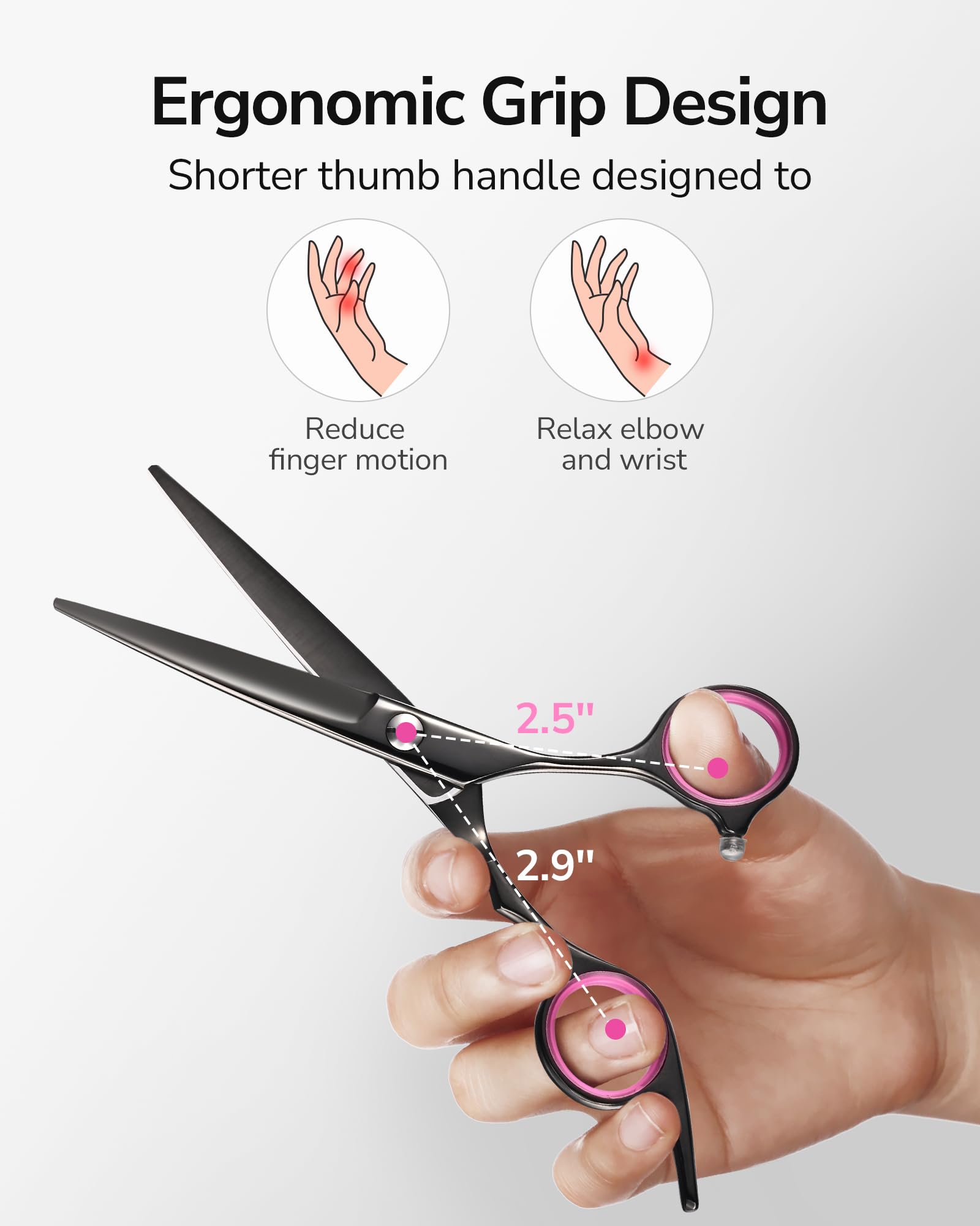 ULG handle offset grip detail demonstrating ergonomic reduced wrist strain