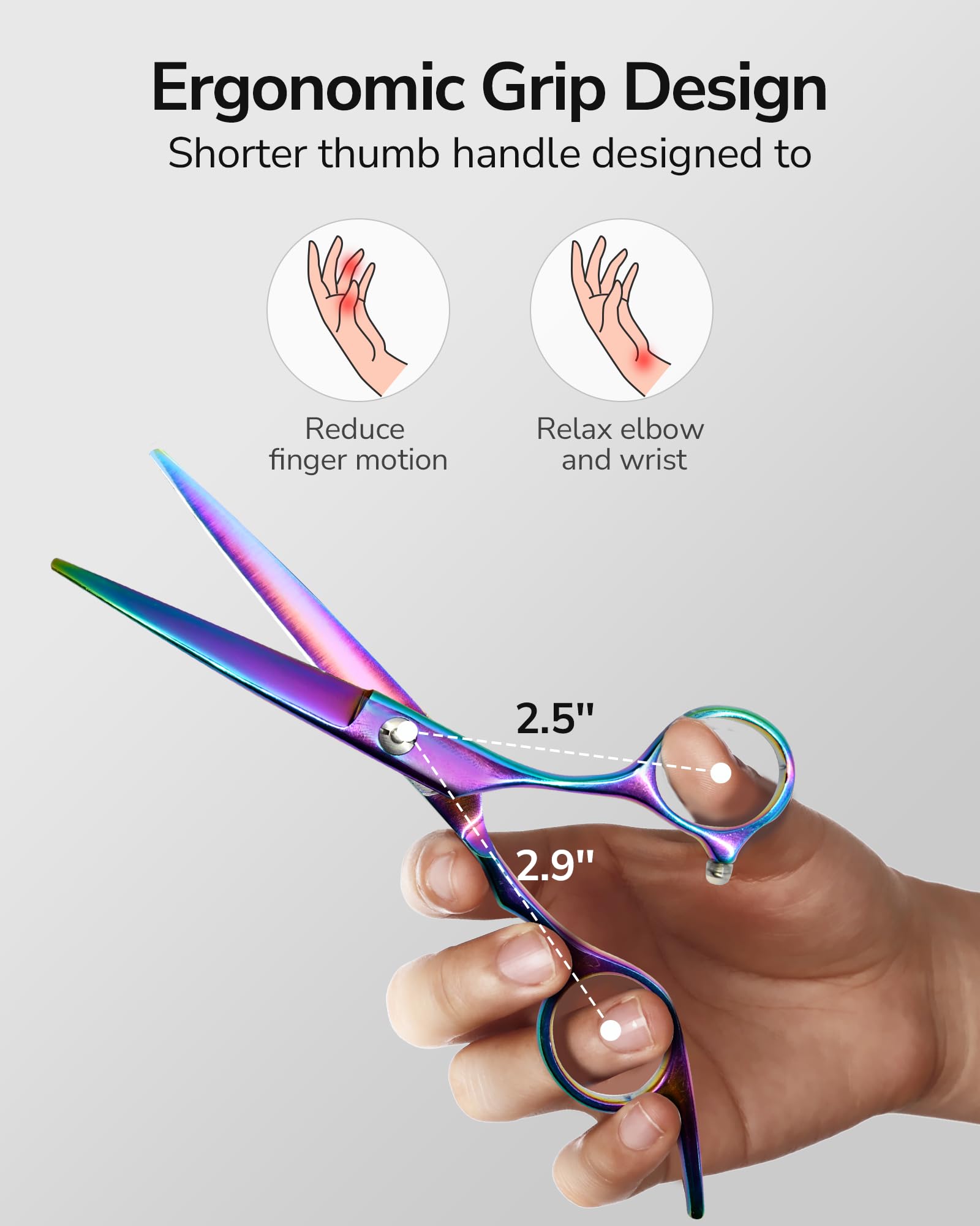 ULG shears in use by stylist cutting hair, enables smooth controlled trims