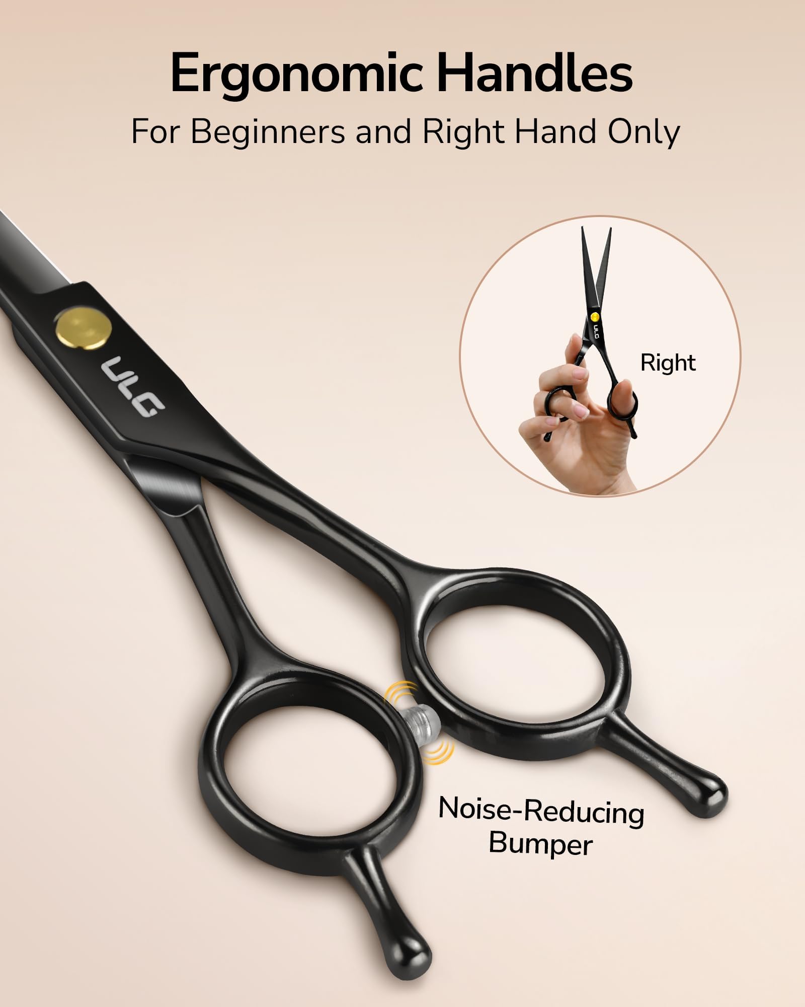 ULG offset handle ergonomic grip close-up reducing wrist strain for stylists