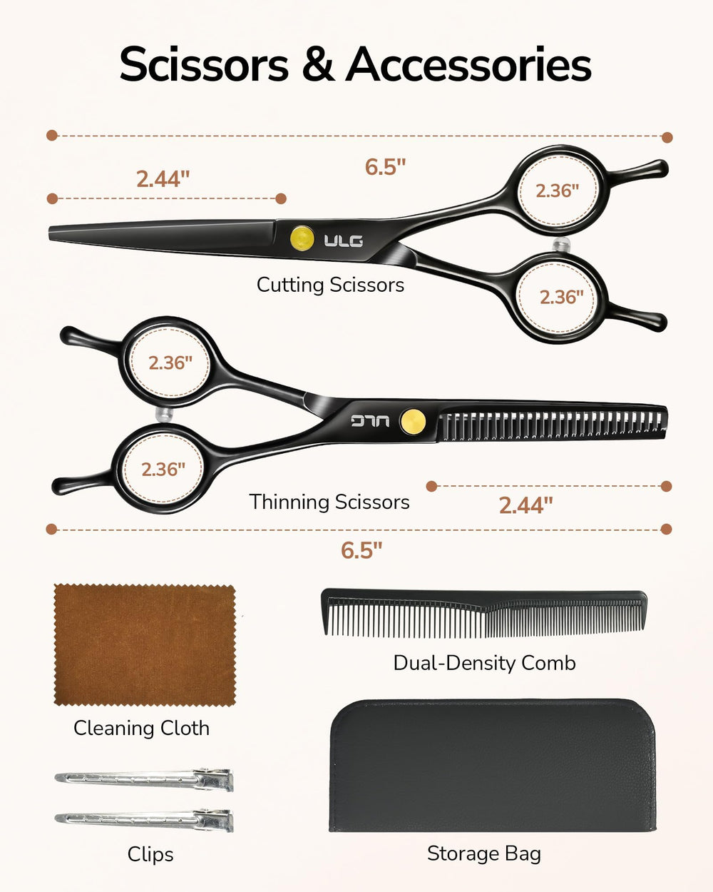 ULG scissors in salon use being held by stylist for accurate trimming benefit