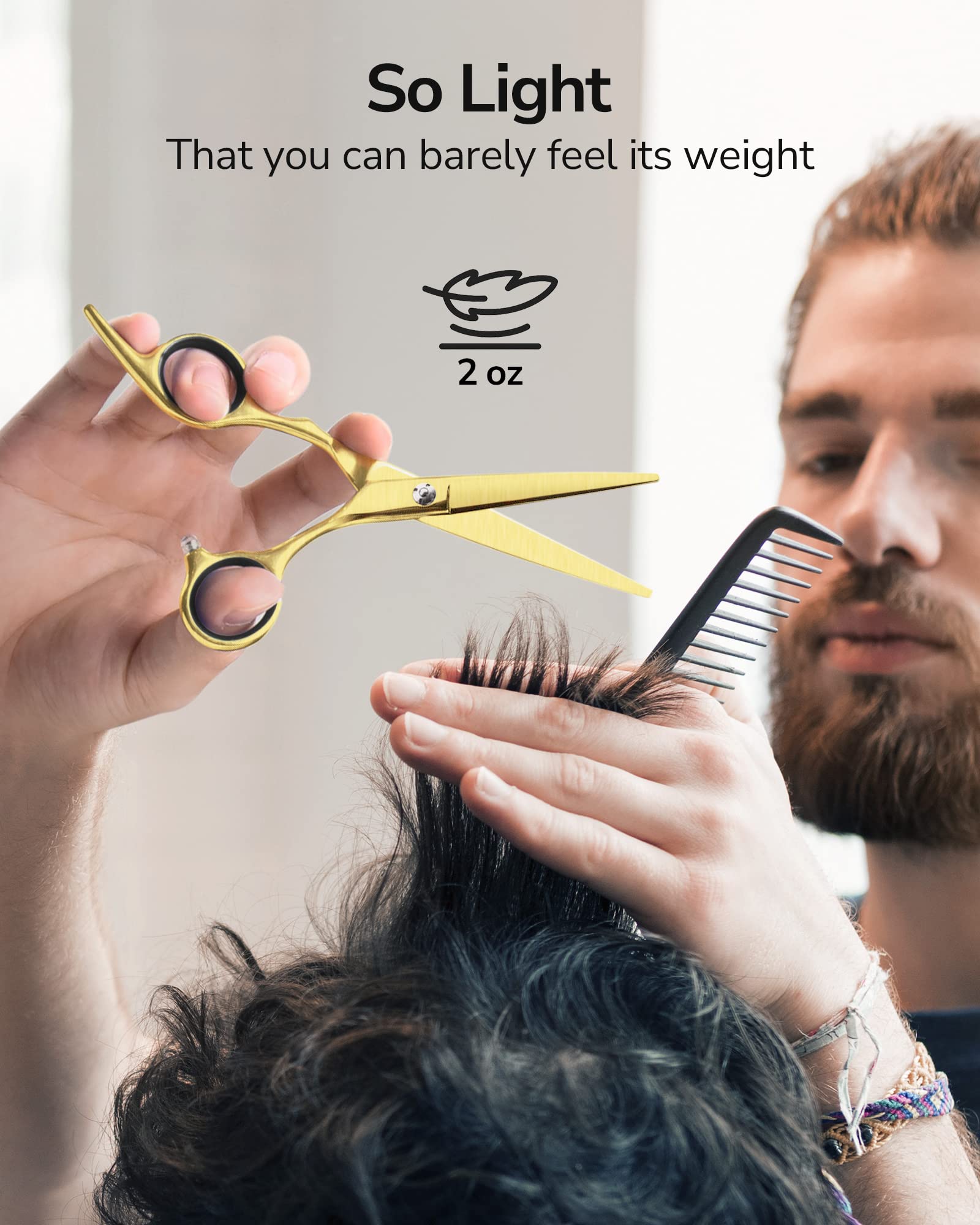 ULG shears cutting hair in salon demonstrating smooth trimming performance