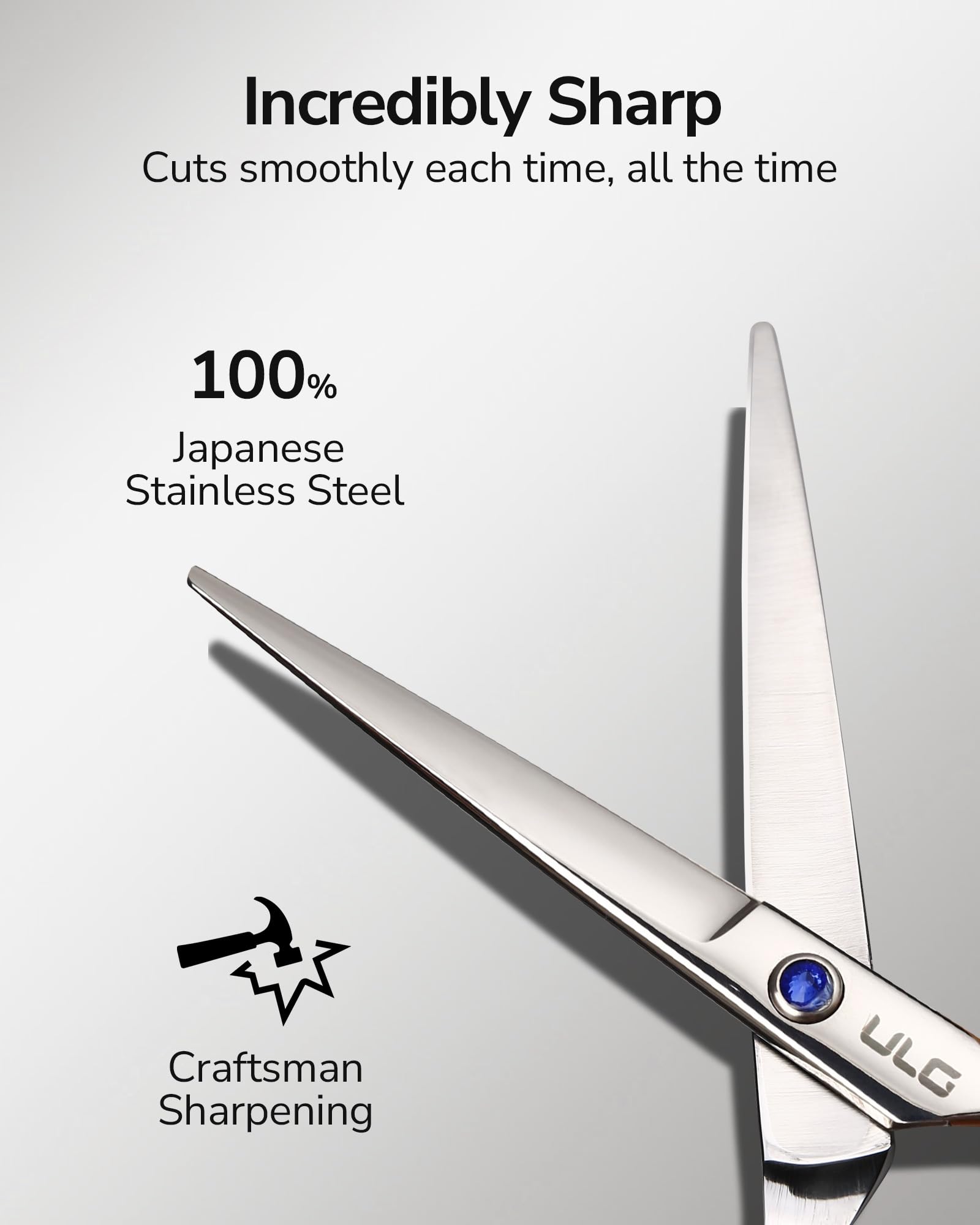 ULG scissors with protective sleeve ready for safe storage and transport benefit