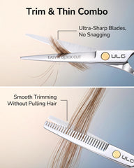 ULG straight shears blade close-up for precise, snag-free cutting benefit