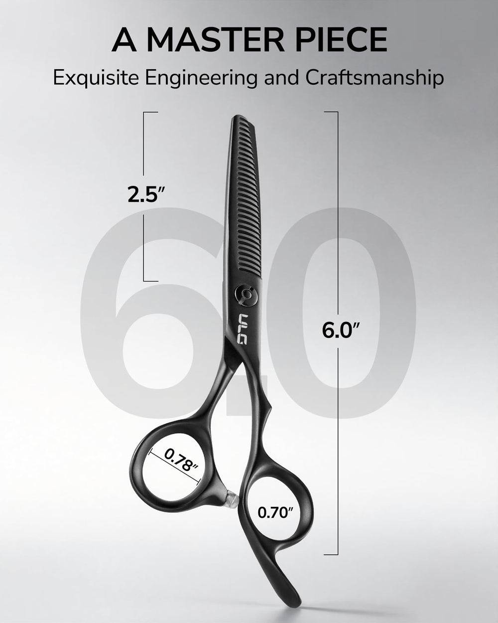 ULG shears next to comb showing scale and salon-ready size advantage