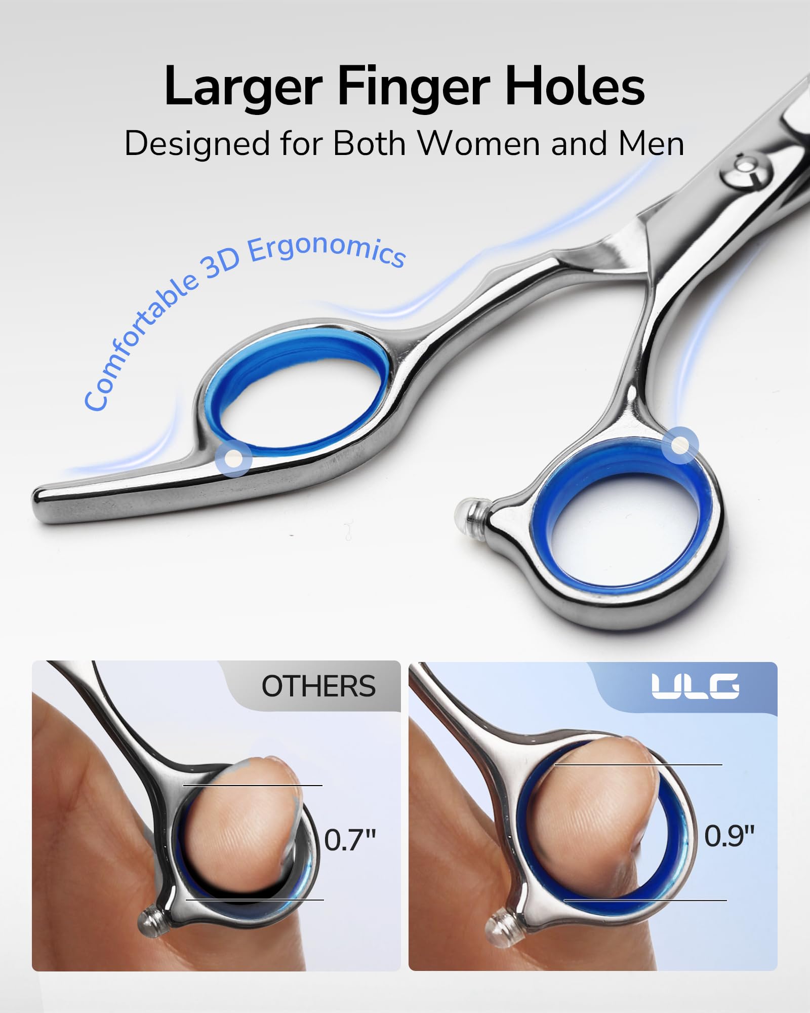 ULG thinning shears teeth detail showing 30-tooth design for natural thinning