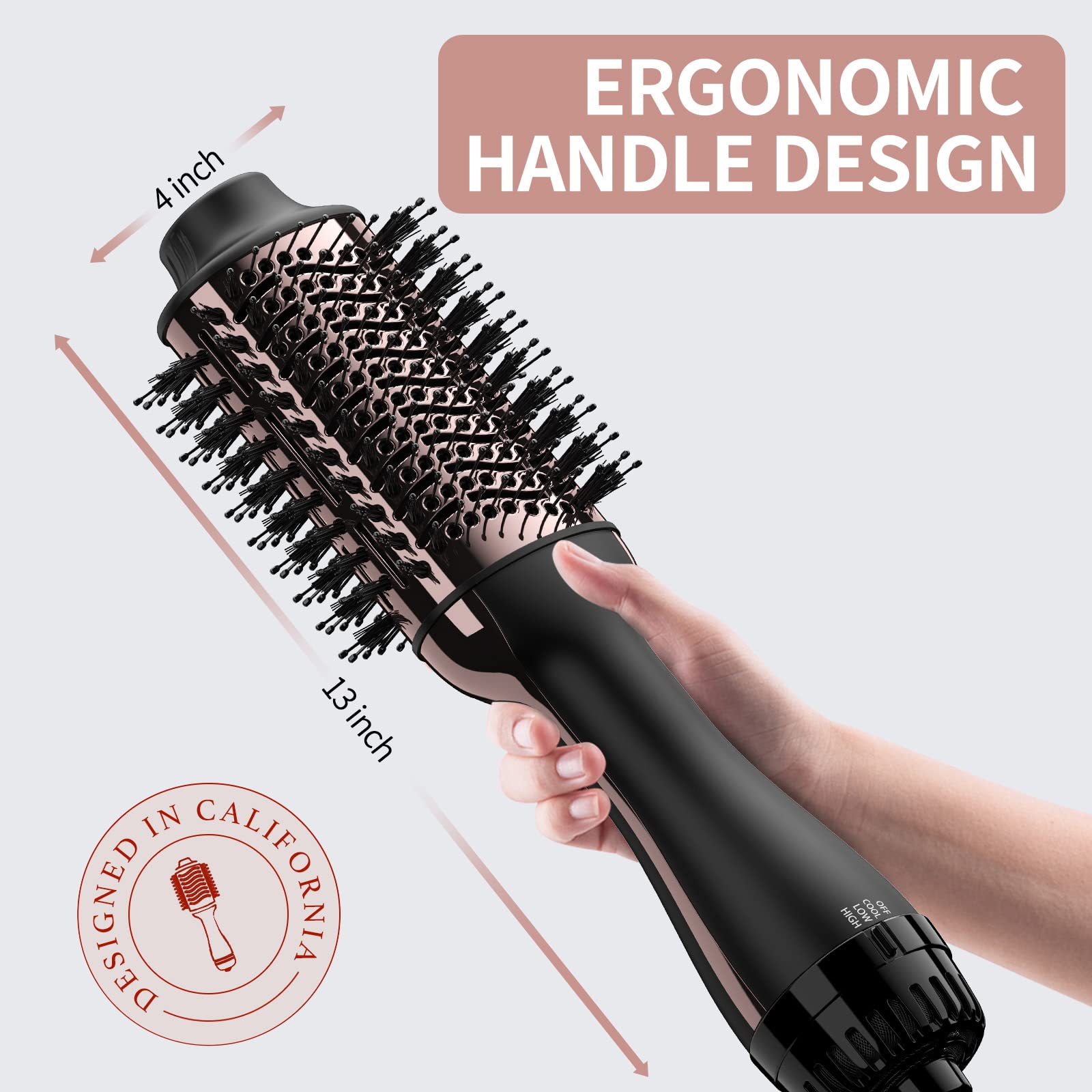 Umeely held in hand to show size and ergonomic grip for comfortable styling