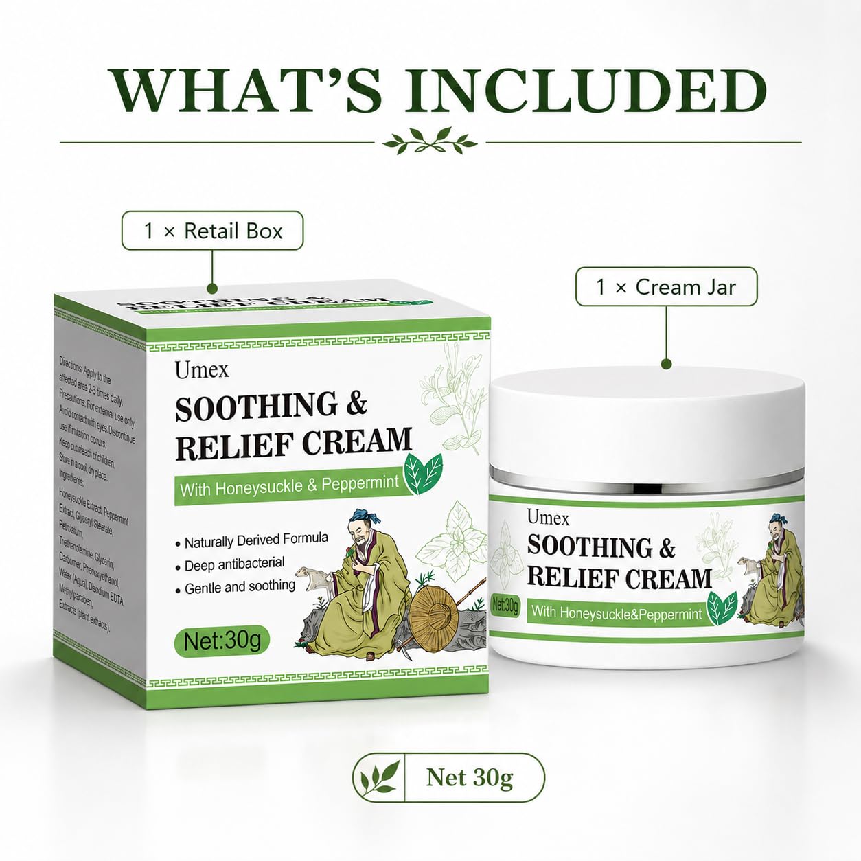 Umex on a bathroom shelf in a relaxed skincare routine setting