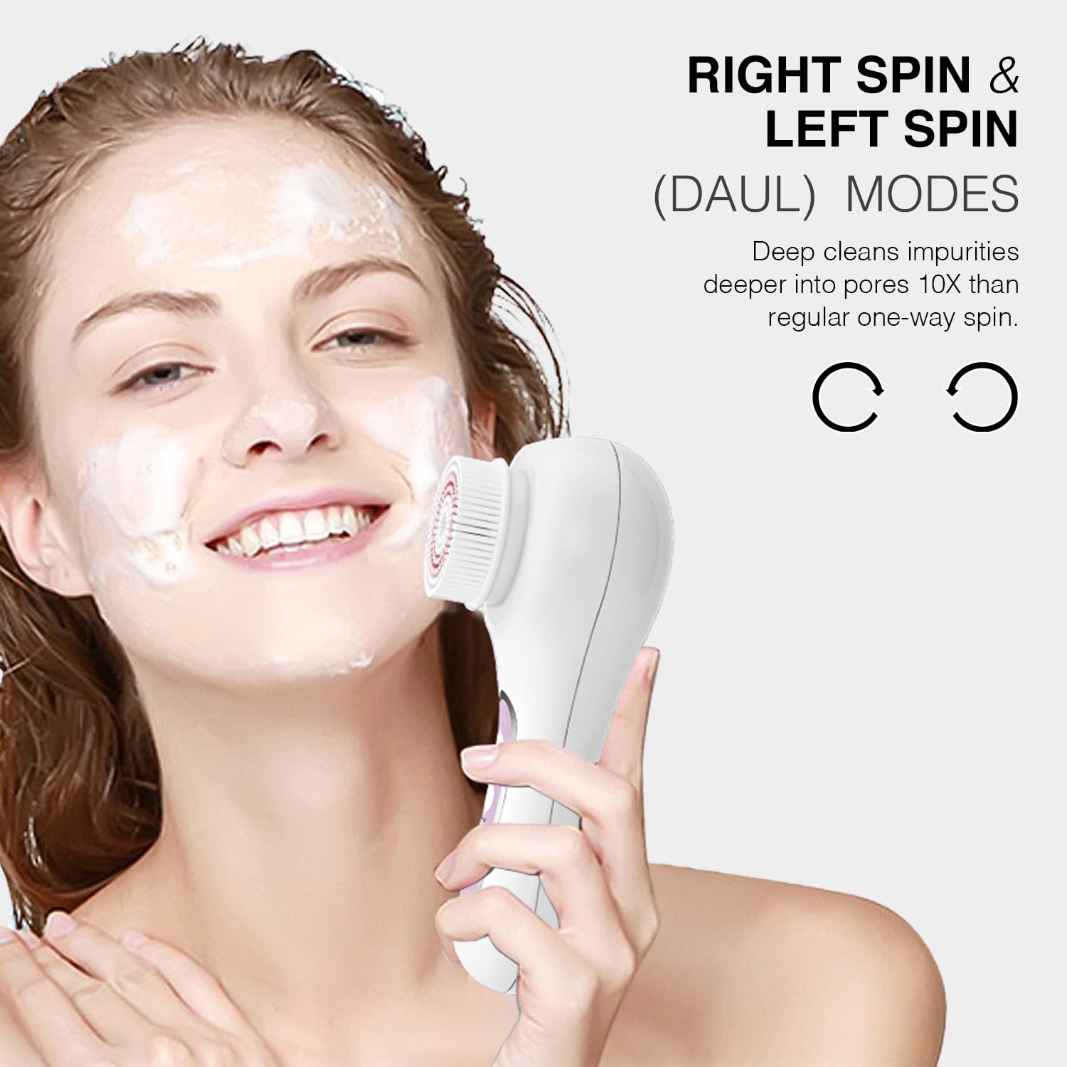 UMICKOO five interchangeable brush heads displayed, versatile skincare benefit
