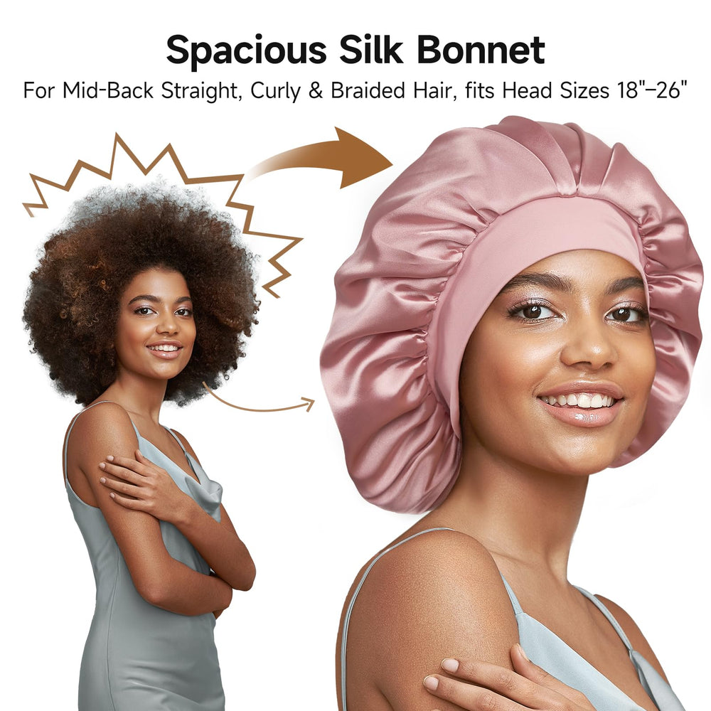 Umisleep bonnet worn in sleeping position to reduce friction and frizz