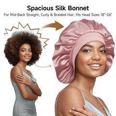 Umisleep bonnet worn in sleeping position to reduce friction and frizz