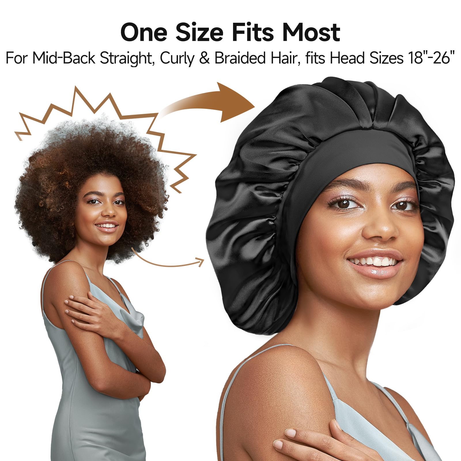 Umisleep bonnet worn in bedroom lifestyle preserving hairstyle while sleeping