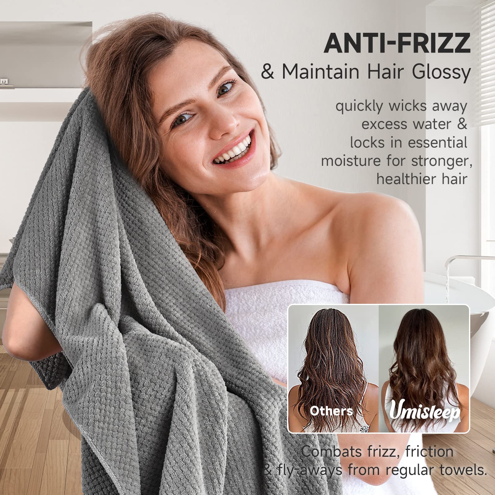 Umisleep microfiber close-up highlighting soft texture that reduces frizz