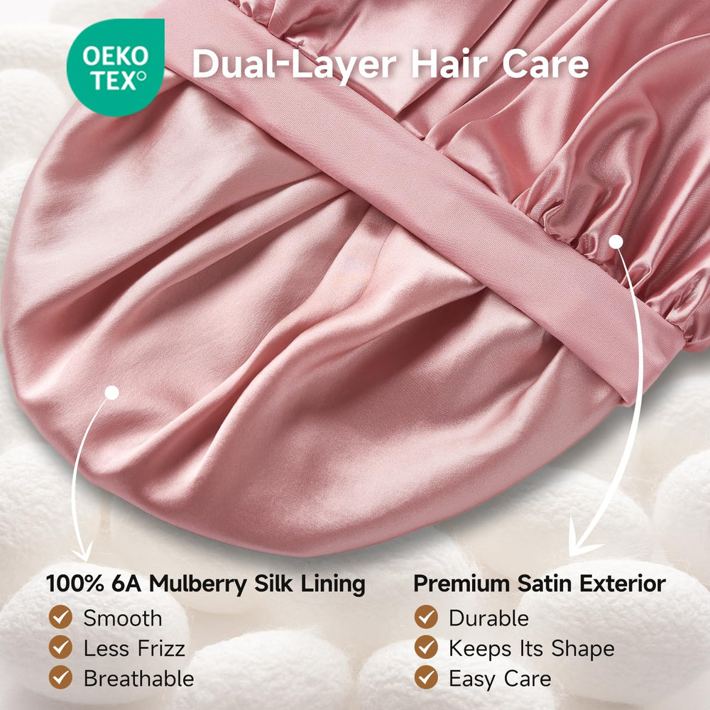 Umisleep close-up of satin outer and silk inner texture for gentle protection