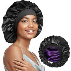 Umisleep bonnet front view showing double-layer design and smooth fit benefits