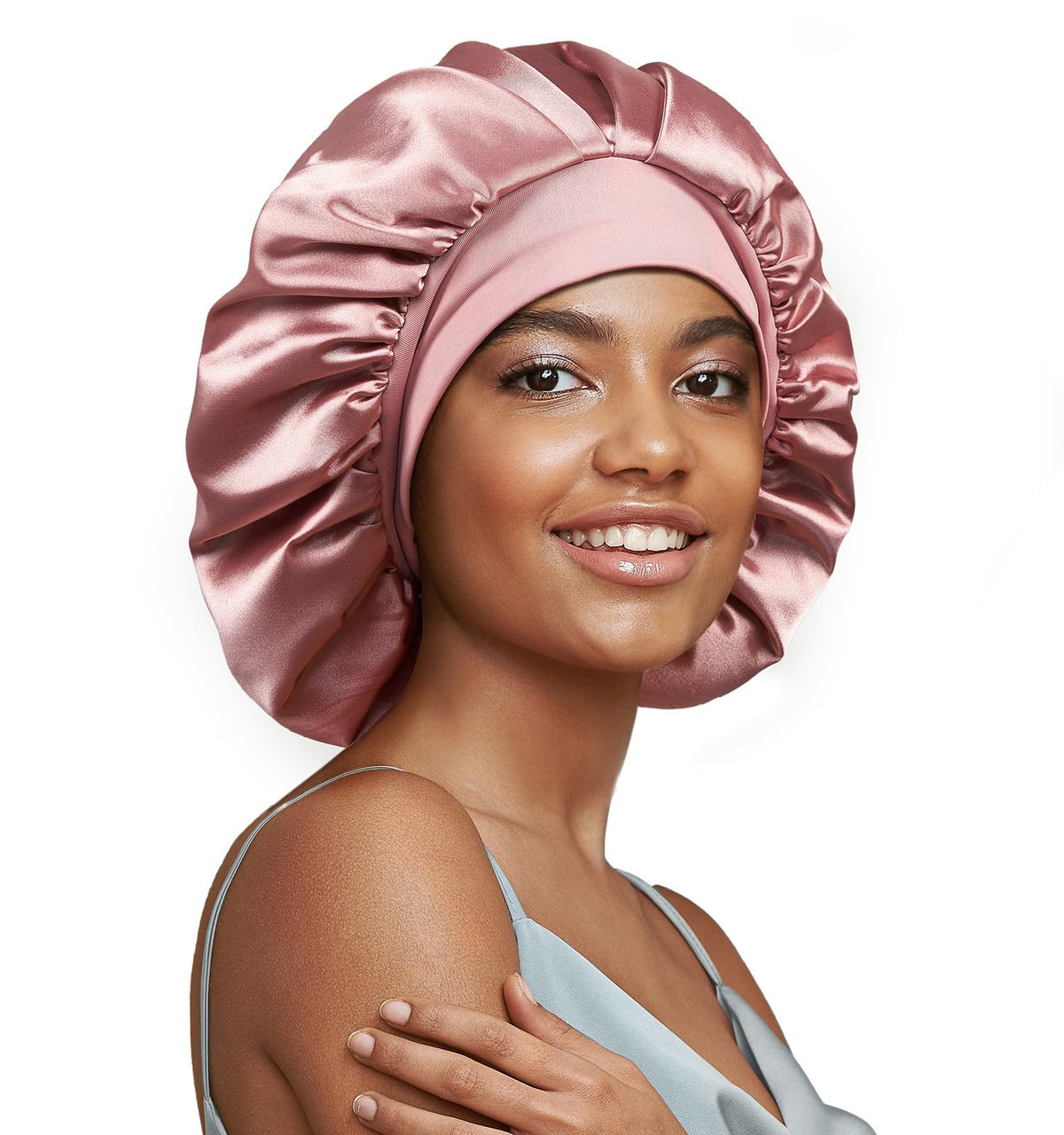 Umisleep bonnet front view showing fit and coverage benefit