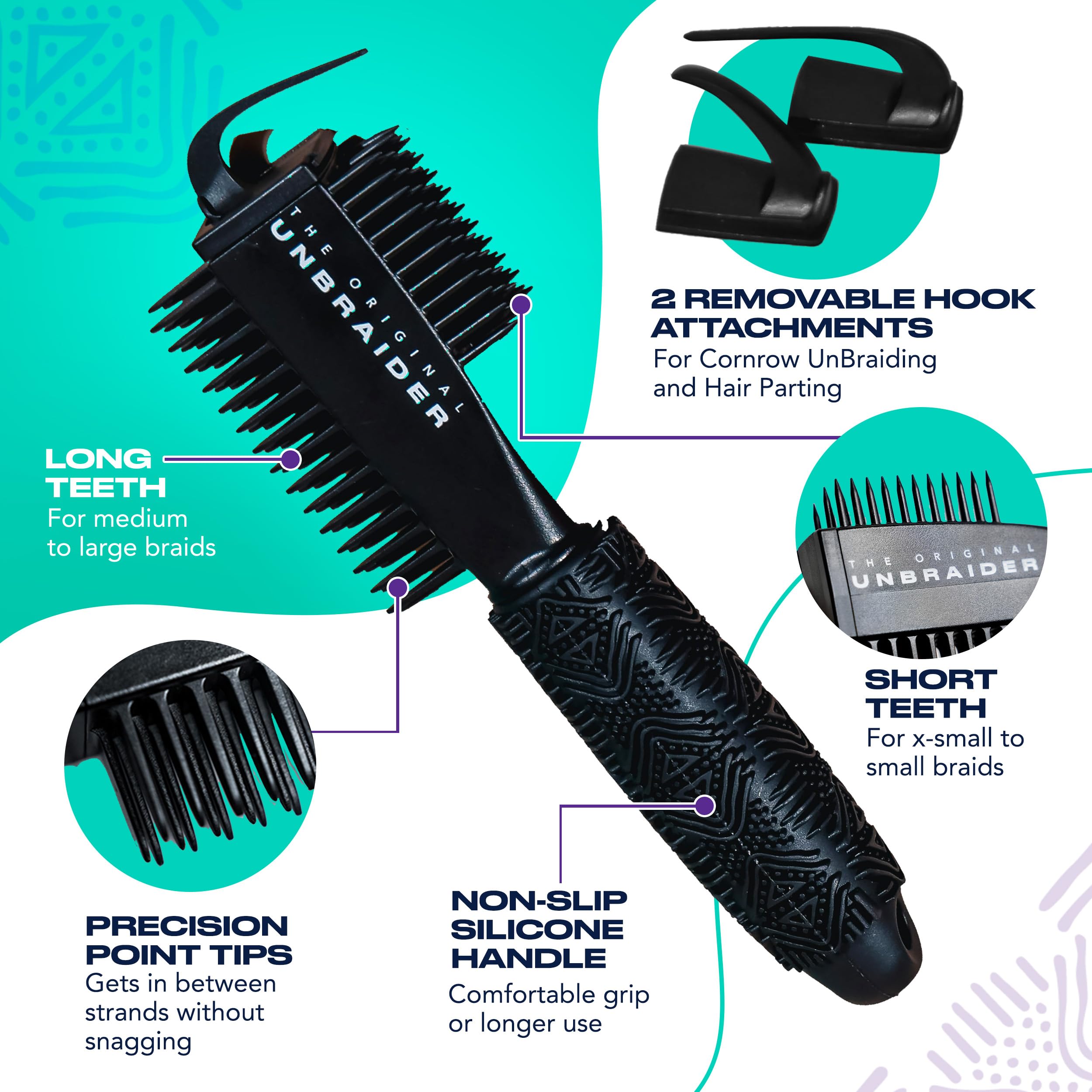 The Original UnBraider in use removing box braids with less tugging and damage