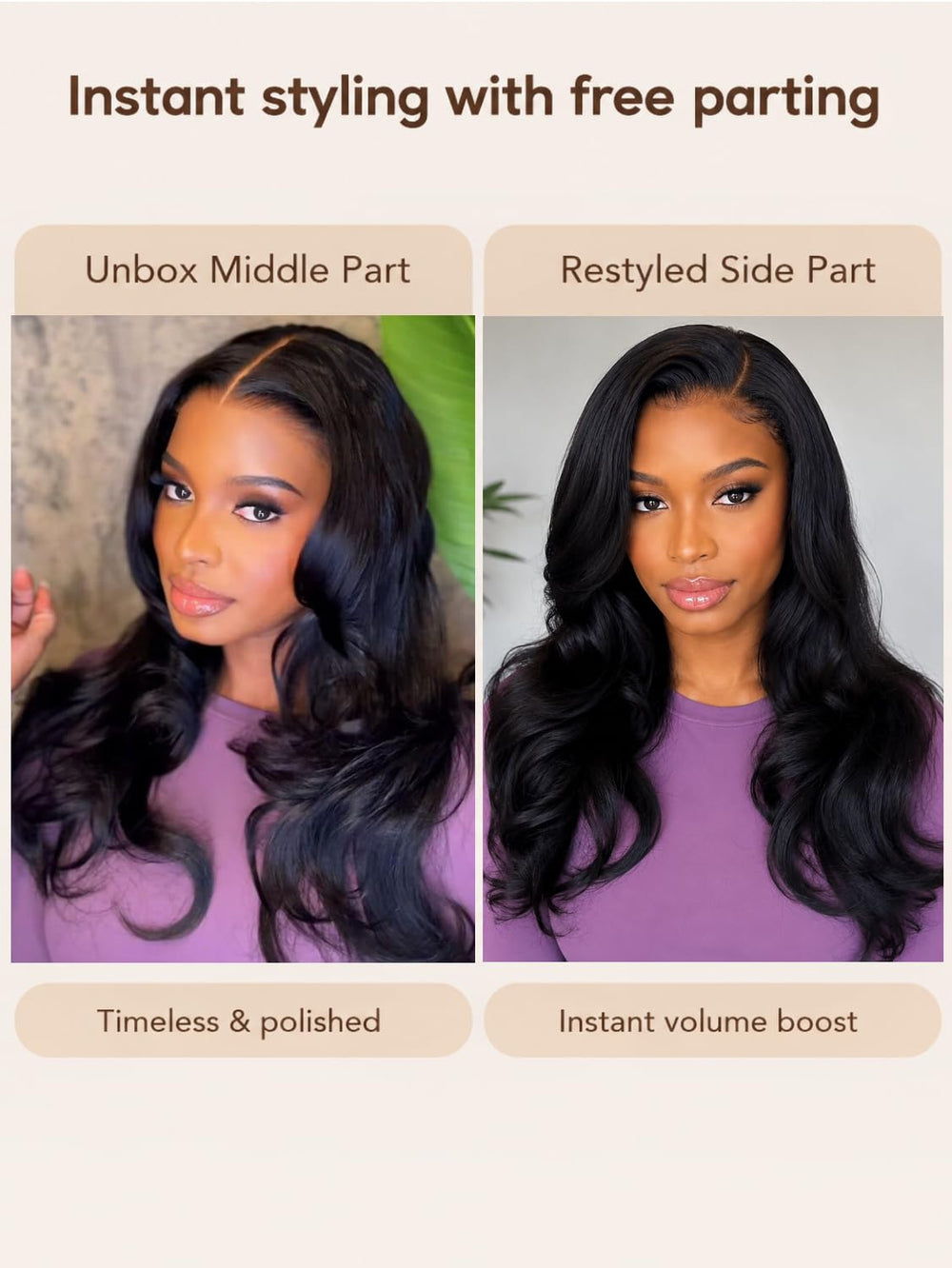 UNICE side profile showing butterfly cut face-framing layers and volume benefit