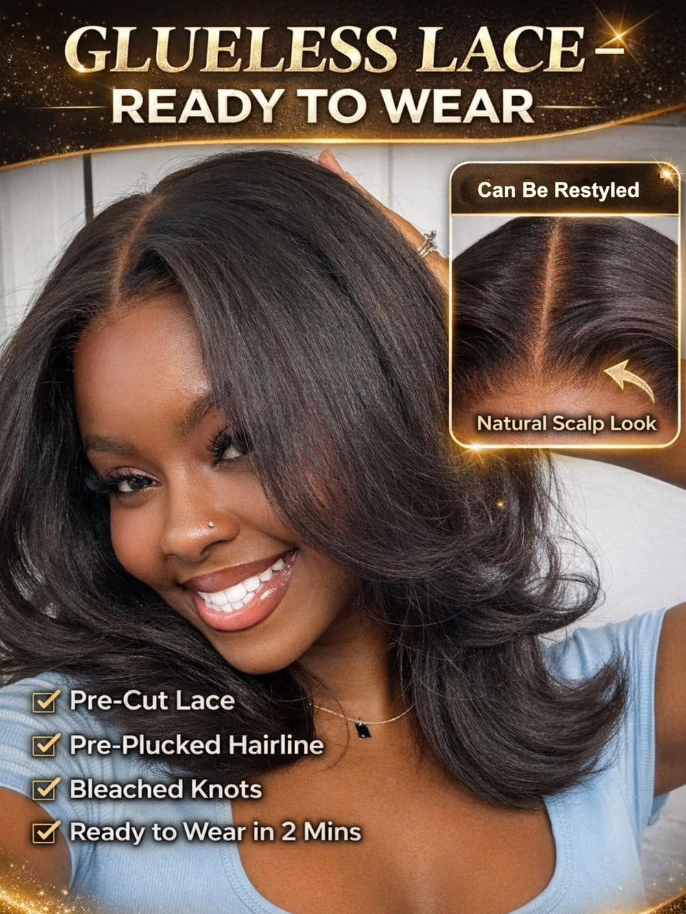 UNICE close-up of 7x5 HD lace demonstrating realistic scalp appearance