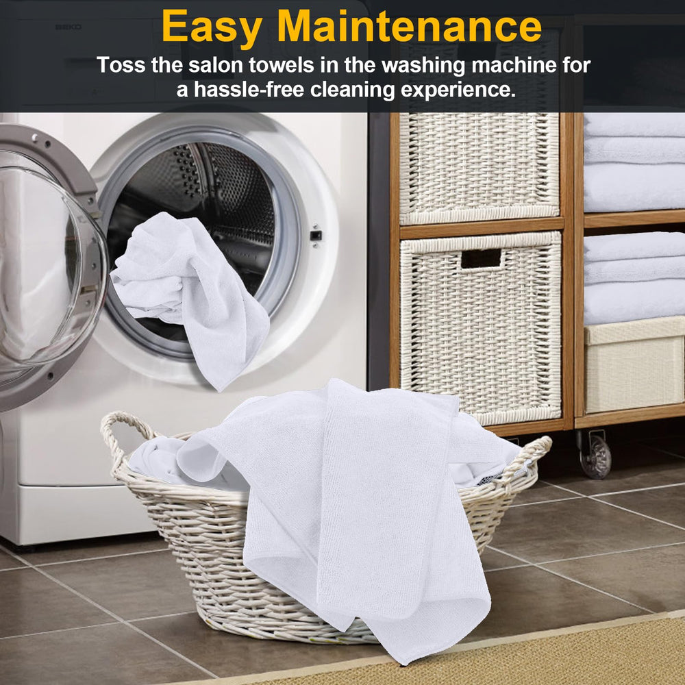 UNIMADE neatly folded towels on salon station for organized workflow