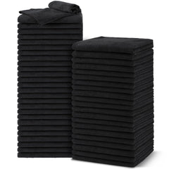 UNIMADE front pack of 48 black salon towels showing count and size benefit