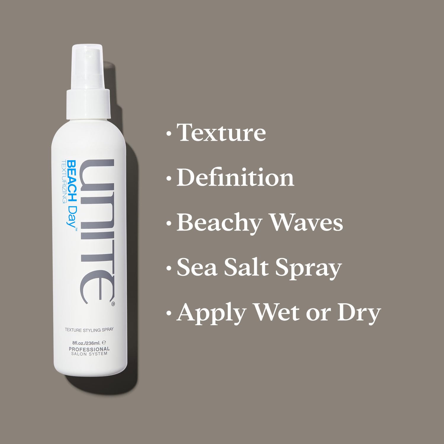 UNITE BEACH Day nozzle spray close-up demonstrating easy application