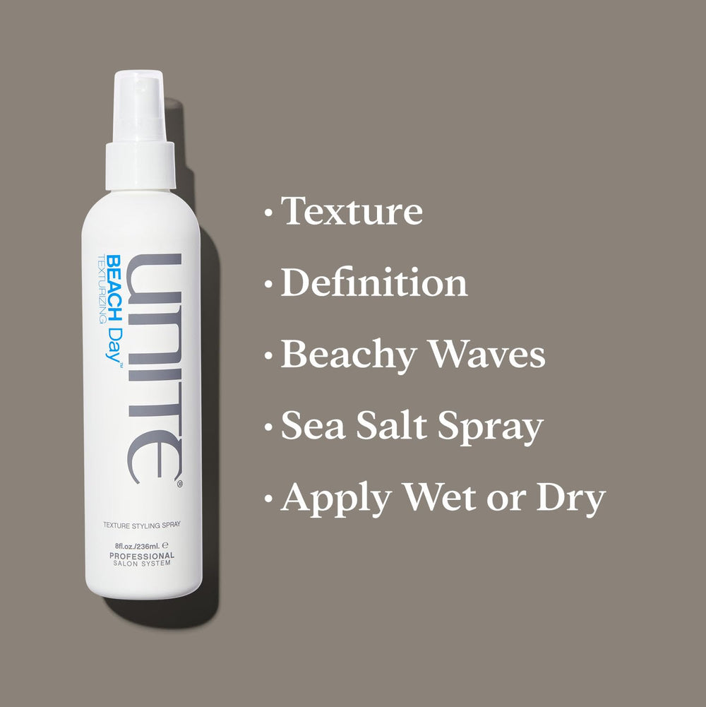 UNITE BEACH Day nozzle spray close-up demonstrating easy application