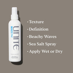 UNITE BEACH Day nozzle spray close-up demonstrating easy application