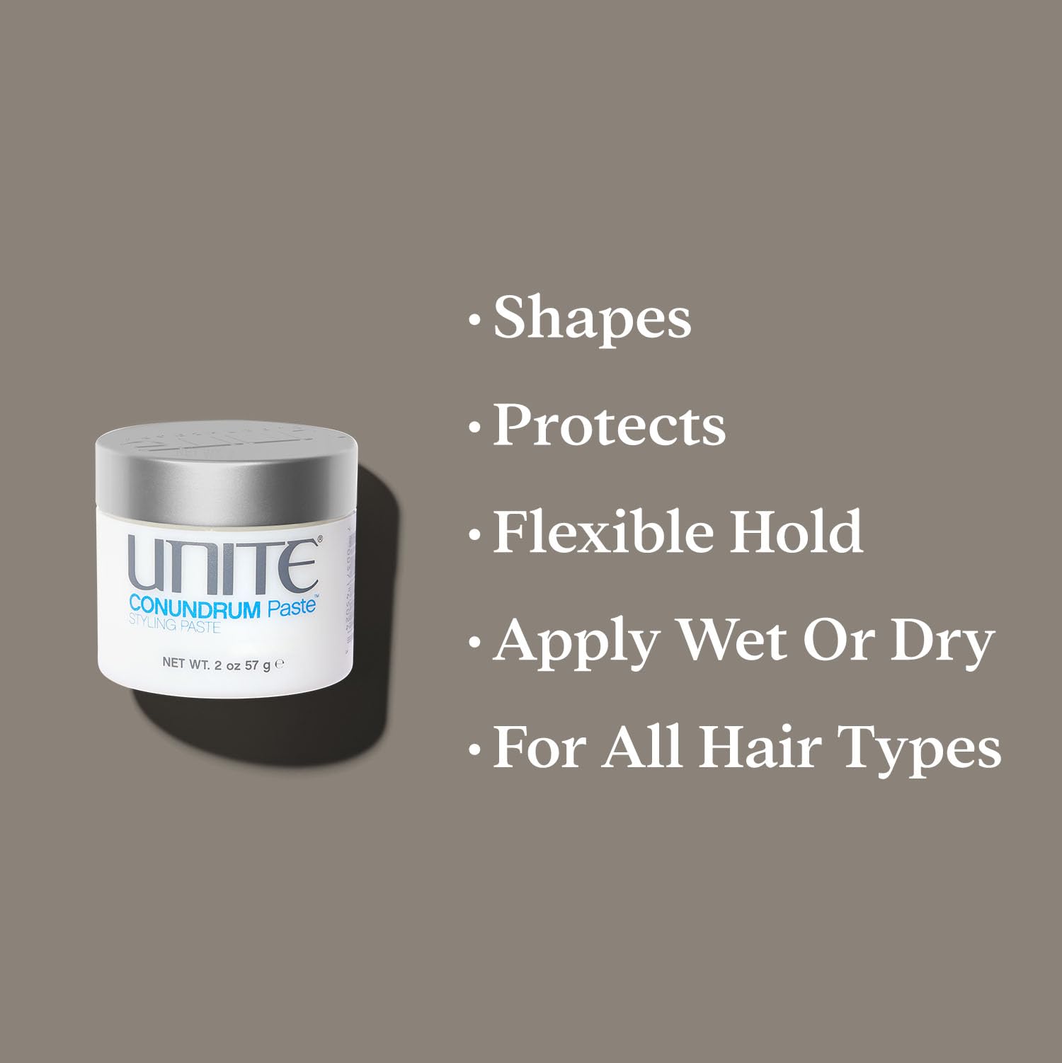 UNITE CONUNDRUM applied on hands demonstrating easy spreadability and manageability