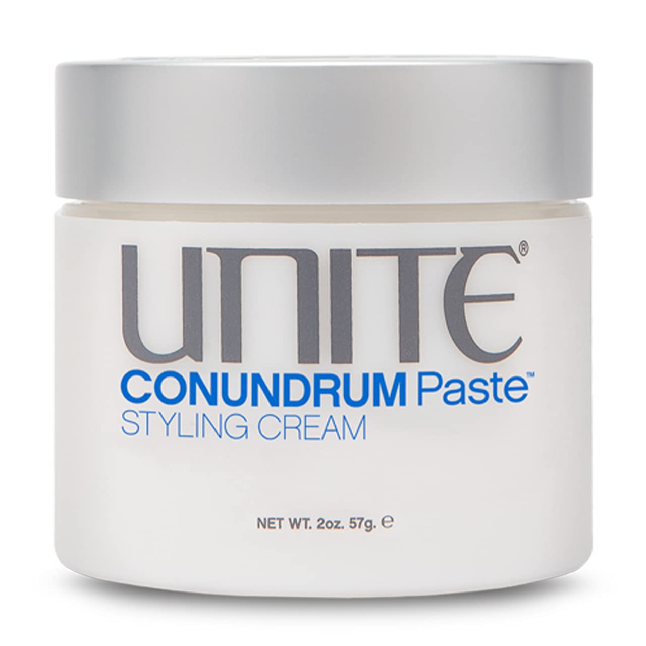 UNITE CONUNDRUM front jar showing label and compact 2 oz size, great for travel
