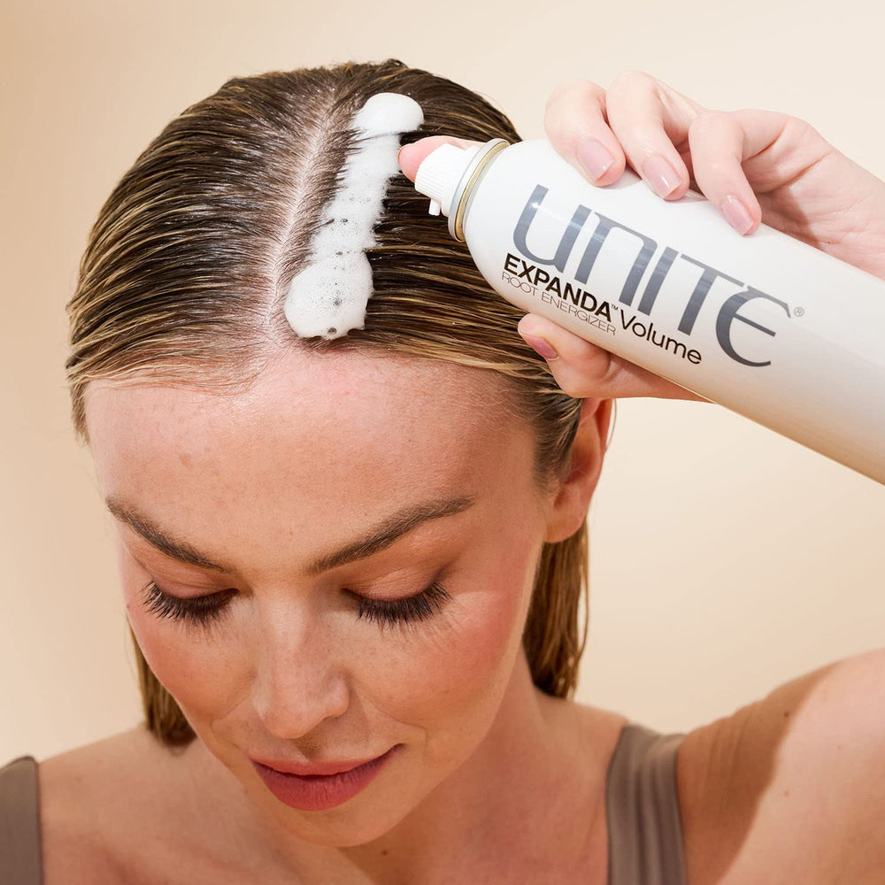 UNITE EXPANDA used during blow-dry showing salon-style volume and body