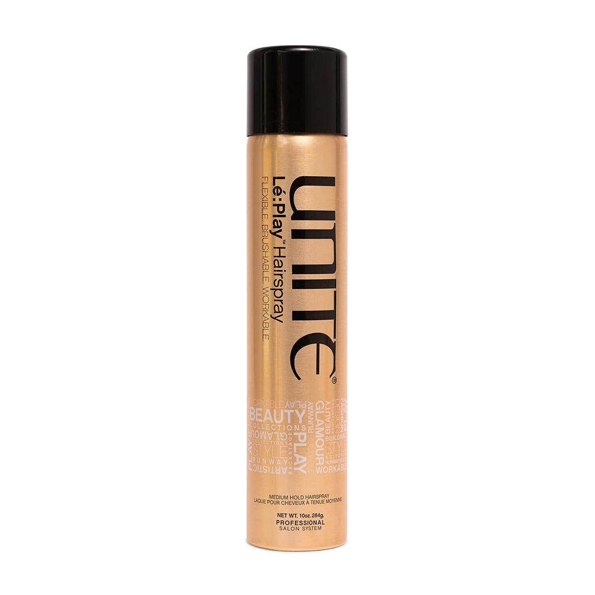 UNITE Lé:Play front packaging shows branding and 10 oz size for reliable hold