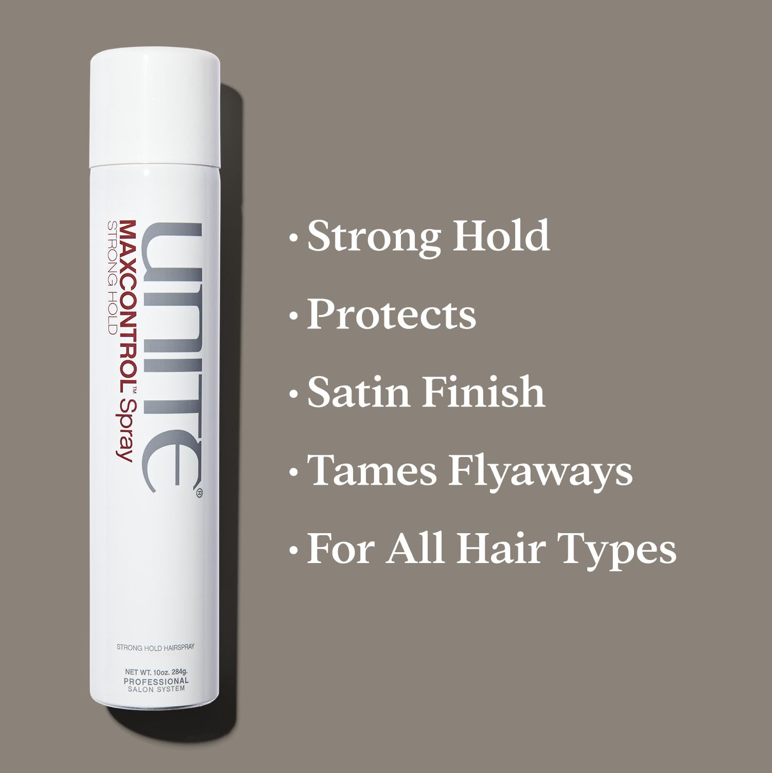 UNITE MAXCONTROL nozzle close-up highlighting precise spray control benefit